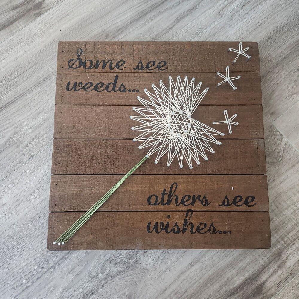 Primitives by Kathy String Art Dandelion Wood Wall Decor Rustic Farmhouse Sign